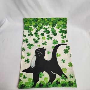 St. Patrick's Day Double-Sided Yard/Garden Flag Black Cat Shamrocks 12.75x18.75"